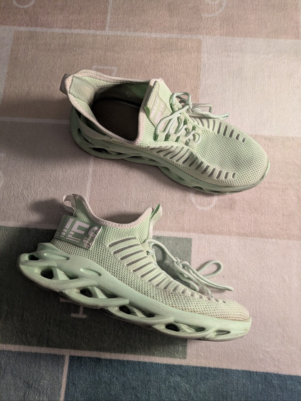Mint Green Mesh Athletic Slip On Sneakers